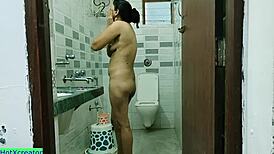 Indian rich girl gets fucked by driver in bathroom