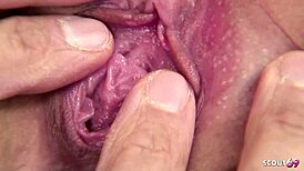 Japanese girl with saggy tits picked up for first jav creampie