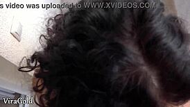 Brunette with big ass gets cum on face after doggystyle