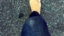 dirty calloused soles on display