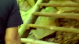 peruvian redhead takes cum from stranger in jungle