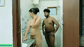 Indian rich girl gets fucked by driver in bathroom