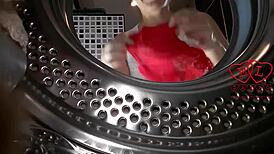 The bitch stripped in the laundry for domination fun
