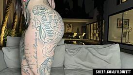 Yummy Bouncing Ass Inked Brazilian Thawany Alves Drilled