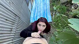 Pelirroja culona gets penetrated hard in the forest by big cock