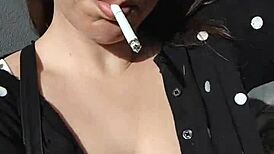 kelly kendricks smokes cigarettes with cleavage