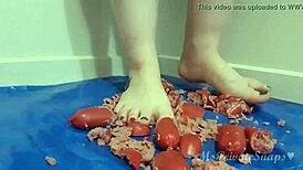 crushing hotdogs barefoot feels so messy
