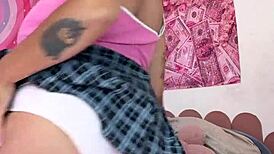 Sexy chubby bbw farts big ass in mini skirt panties tease