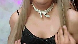 Latex transsexual babe drinks