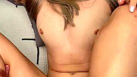 Russian blonde gets cum on her pussy
