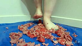 crushing hotdogs barefoot feels so messy