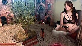 lovense connected gaming sexy bimbo plays bayonetta
