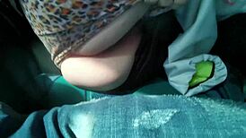 Blowjob and fucking ends with creampie on public bus