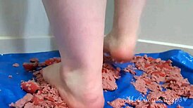crushing hotdogs barefoot feels so messy