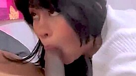 mexican brunette sucks cock at home