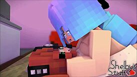 minecraft lesbian girls kiss and play with toys