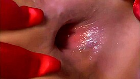 she rides cock in red satin gloves ending
