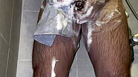 im taking a shower with a chastity belt on my penis