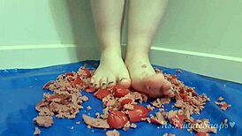 crushing hotdogs barefoot feels so messy