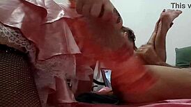 French amateur fucks in satin clothes and lingerie