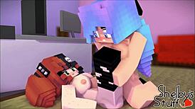minecraft lesbian girls kiss and play with toys