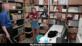 Blonde emma hix gets caught stealing and blackmailed in shop