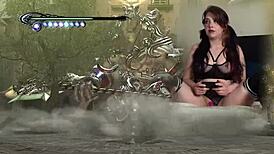 lovense connected gaming sexy bimbo plays bayonetta