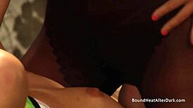sensual lesbian mistress in pantyhose doing 69 with sub slave