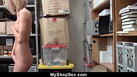 Blonde emma hix gets caught stealing and blackmailed in shop