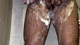 im taking a shower with a chastity belt on my penis