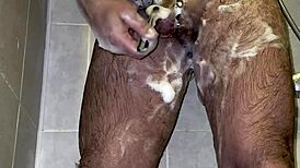 im taking a shower with a chastity belt on my penis