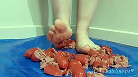crushing hotdogs barefoot feels so messy