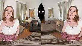Hot teen sybil strips and masturbates in vr