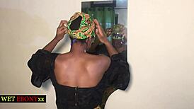A black woman of faith bends over for doggystyle and squirts hard during casting.