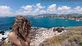 Russian girl sasha bikeyeva enjoys mallorca nature views