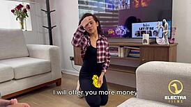 petite venezolana cleans house completely naked as maid