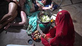 Indian step mom talks dirty in kitchen