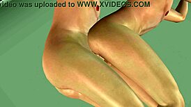 Muscular man deepthroats then gets spooned in 3d