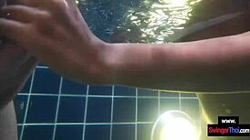 thai amateur teen 18+ gf sex in the pool with her big cock european boyfriend