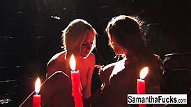samantha saint and victoria white play with candle wax