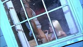 Blonde rides black partner