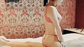 Red lingerie mature asian woman makes me cum with blowjob and riding