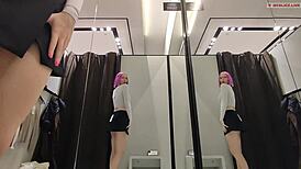 spying on a blonde masturbating in a fitting room strong orgasm in public place
