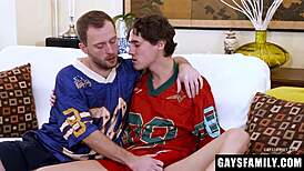 Stepdad Shows Muscles And Fucks Stepson During Game