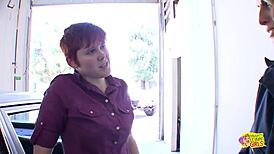 car mechanic kara price flirts with the redheaded dyke lily cade before fingering her twat