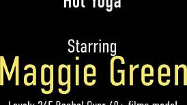 Horny milfs maggie green and sara jay ride monster cock in yoga ffm