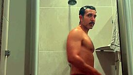 exhibitionist flashes thong in gym shower