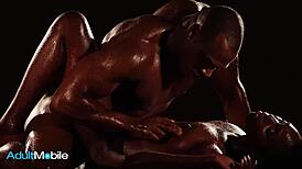 Ebony Bodybuilder Rides Cock After Blowjob