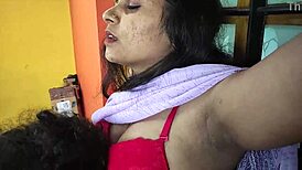 stepsister removes saree while tied and blindfolded in costume