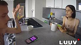 luuv real couple kareflore and abbadon chat casually in the kitchen